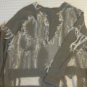 Love Scarlett fringe gray sweater